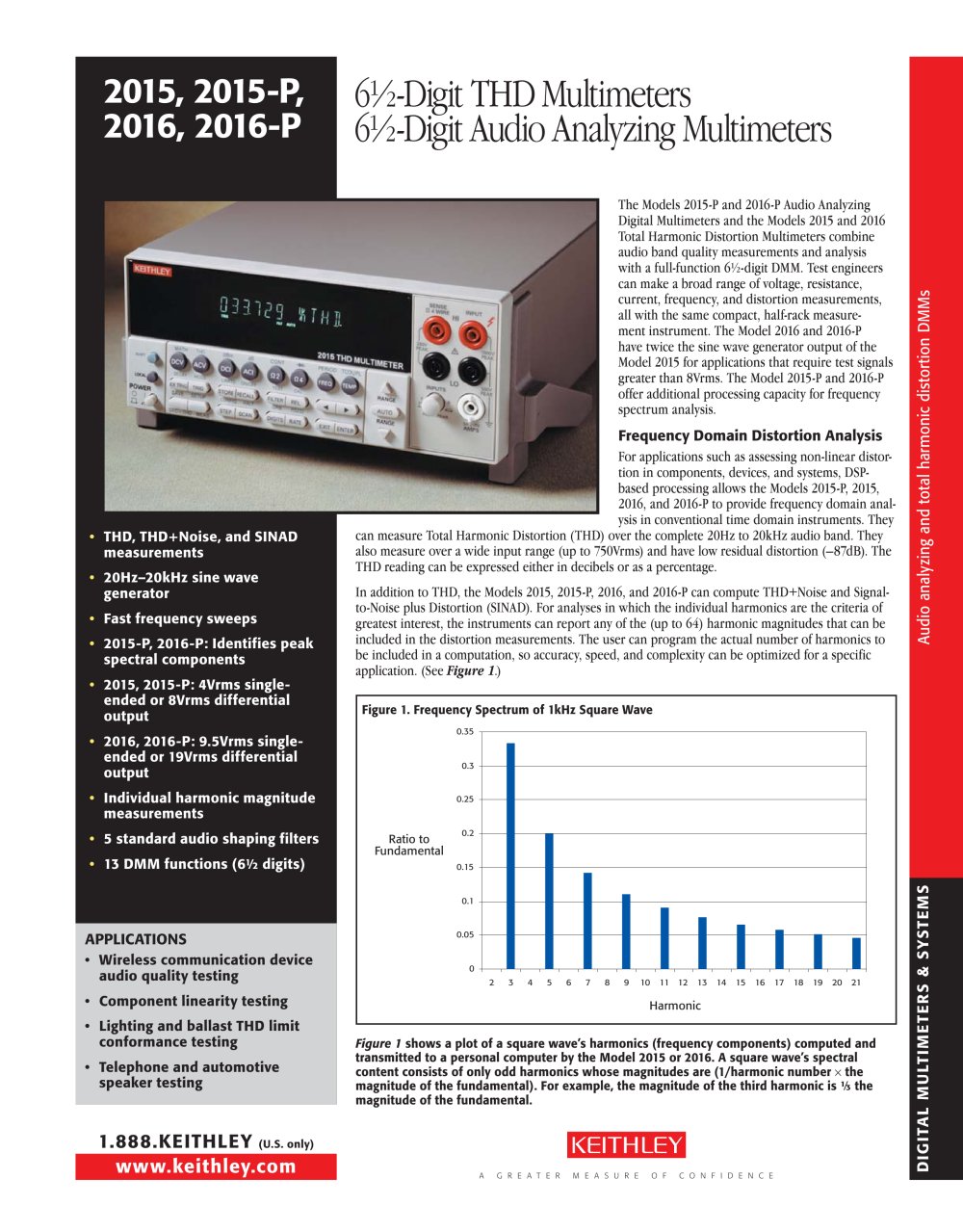 6&frac12;-Digit THD Multimeters 6&frac12;-Digit Audio Analyzing Multimeters - Keithley Instruments