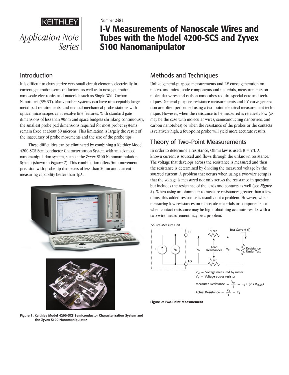 I-V Measurements of Nanoscale Wires and Tubes - Keithley Instruments