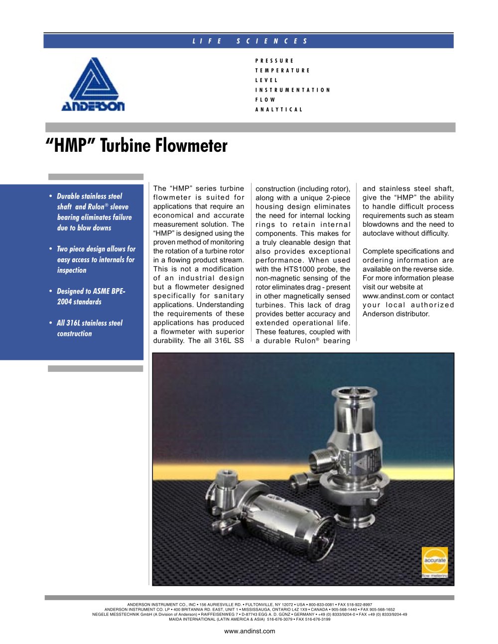 Turbine Flowmeter - Anderson Instrument