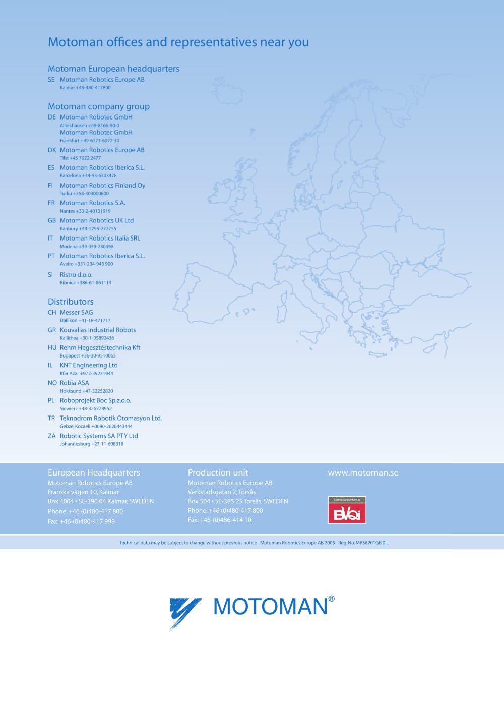 MOTOMAN ROBOTICS EUROPE - 139455, 2274, 81743