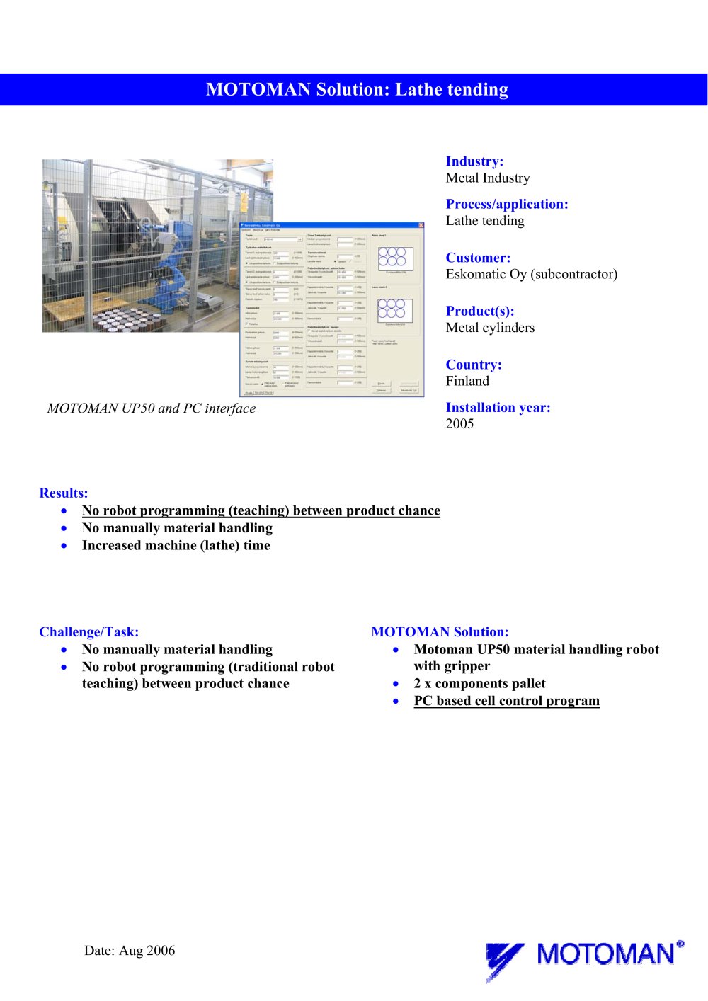 MOTOMAN ROBOTICS EUROPE - 3671, 2713, 4451, 2524