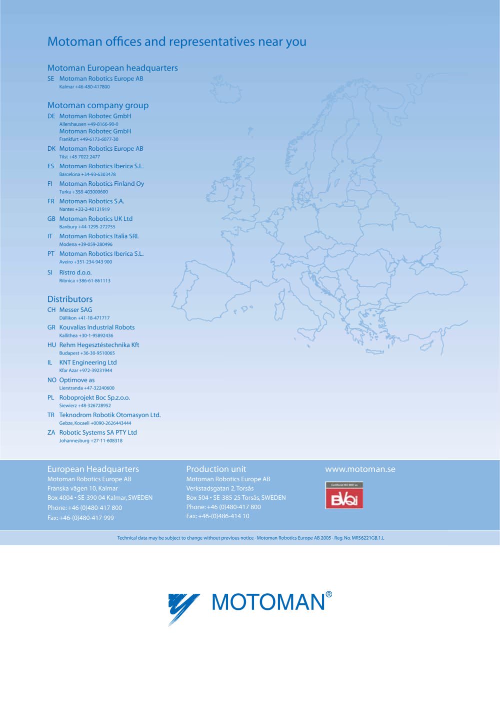 MOTOMAN ROBOTICS EUROPE - 139455, 2274, 81743