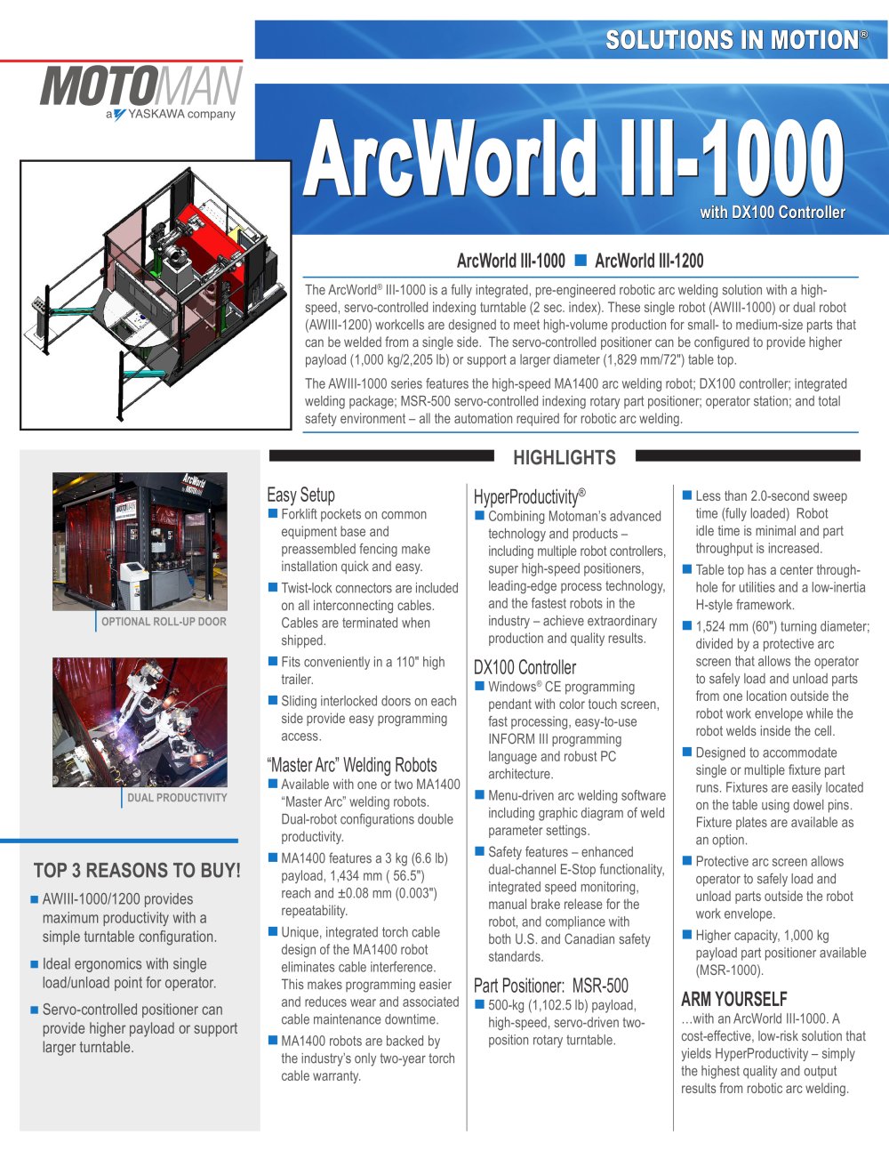 Motoman ArcWorld III-1000 Welding Solution - MOTOMAN
