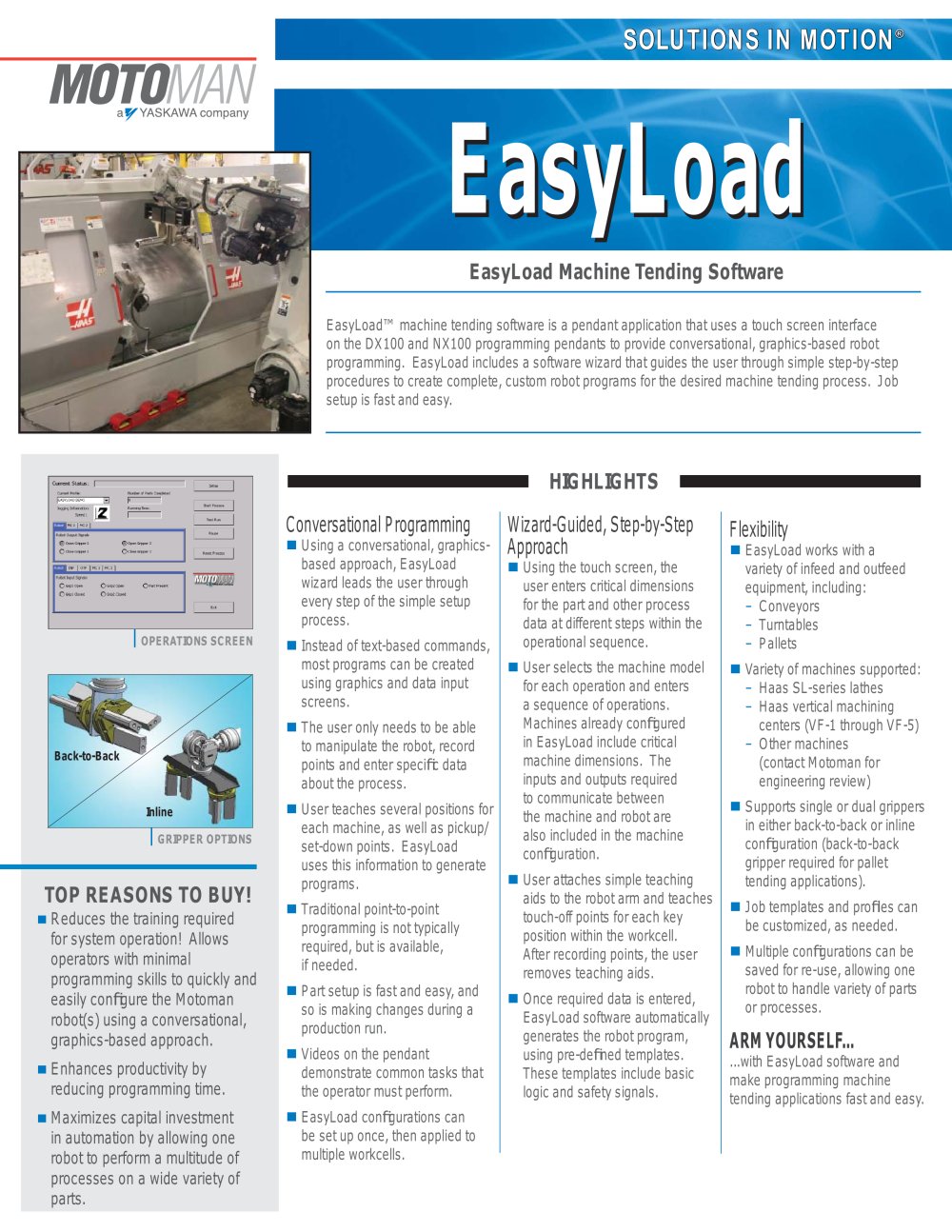 Motoman EasyLoad Machine Tending Software - MOTOMAN