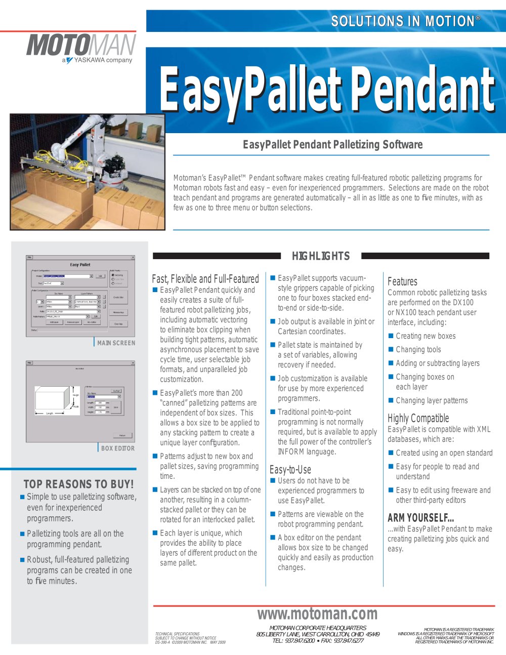 Motoman EasyPallet Pendant Palletizing Software - MOTOMAN