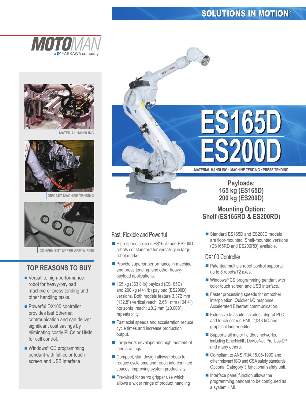Motoman ES165D/ES200D Handling Robots - MOTOMAN