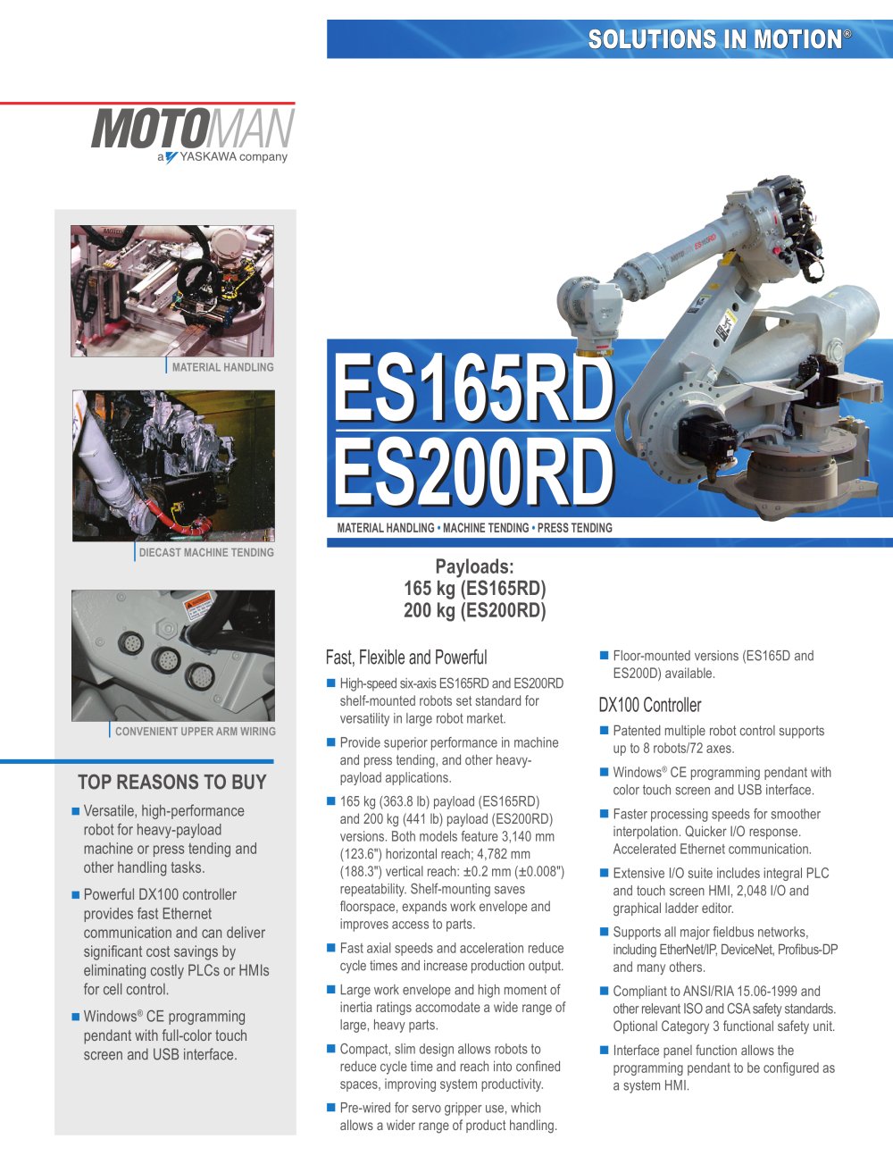 Motoman ES165RD/ES200RD Handling Robots - MOTOMAN
