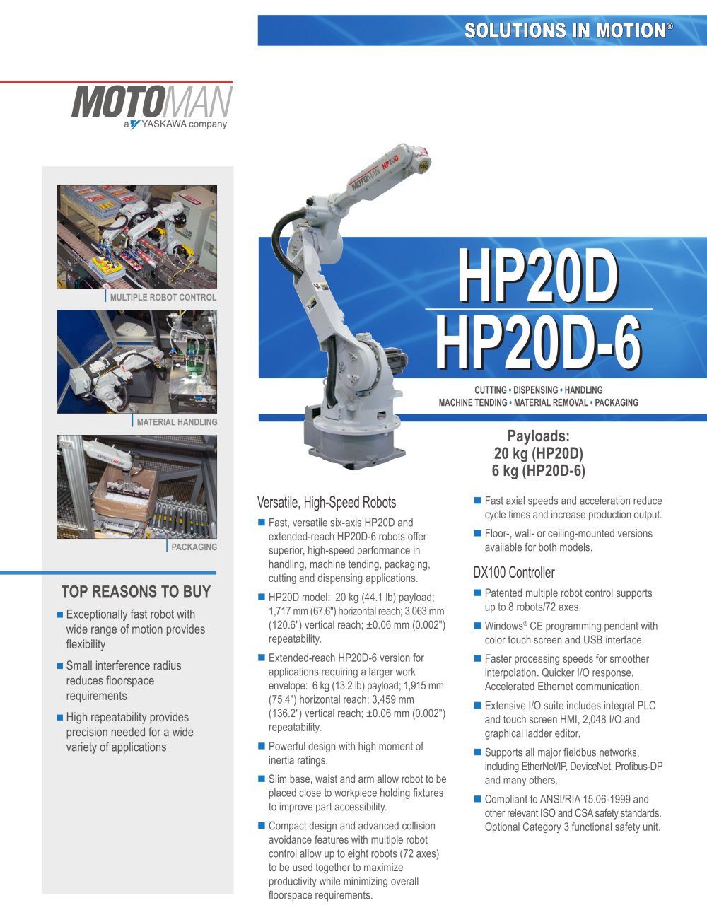 Motoman HP20D and HP20D-6 Robots - MOTOMAN
