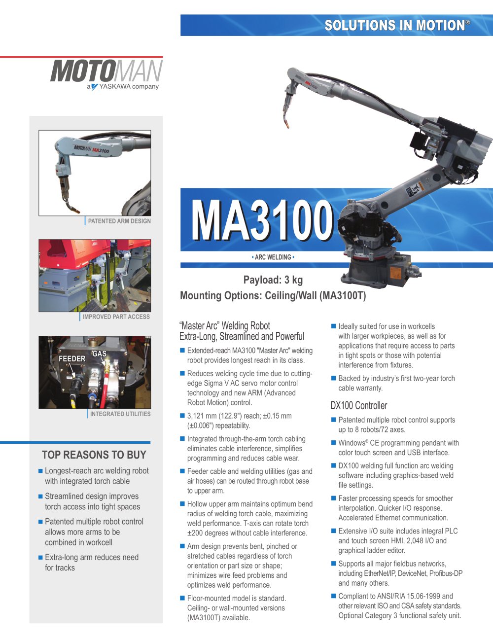 Motoman MA3100 "Master Arc" Welding Robot - MOTOMAN