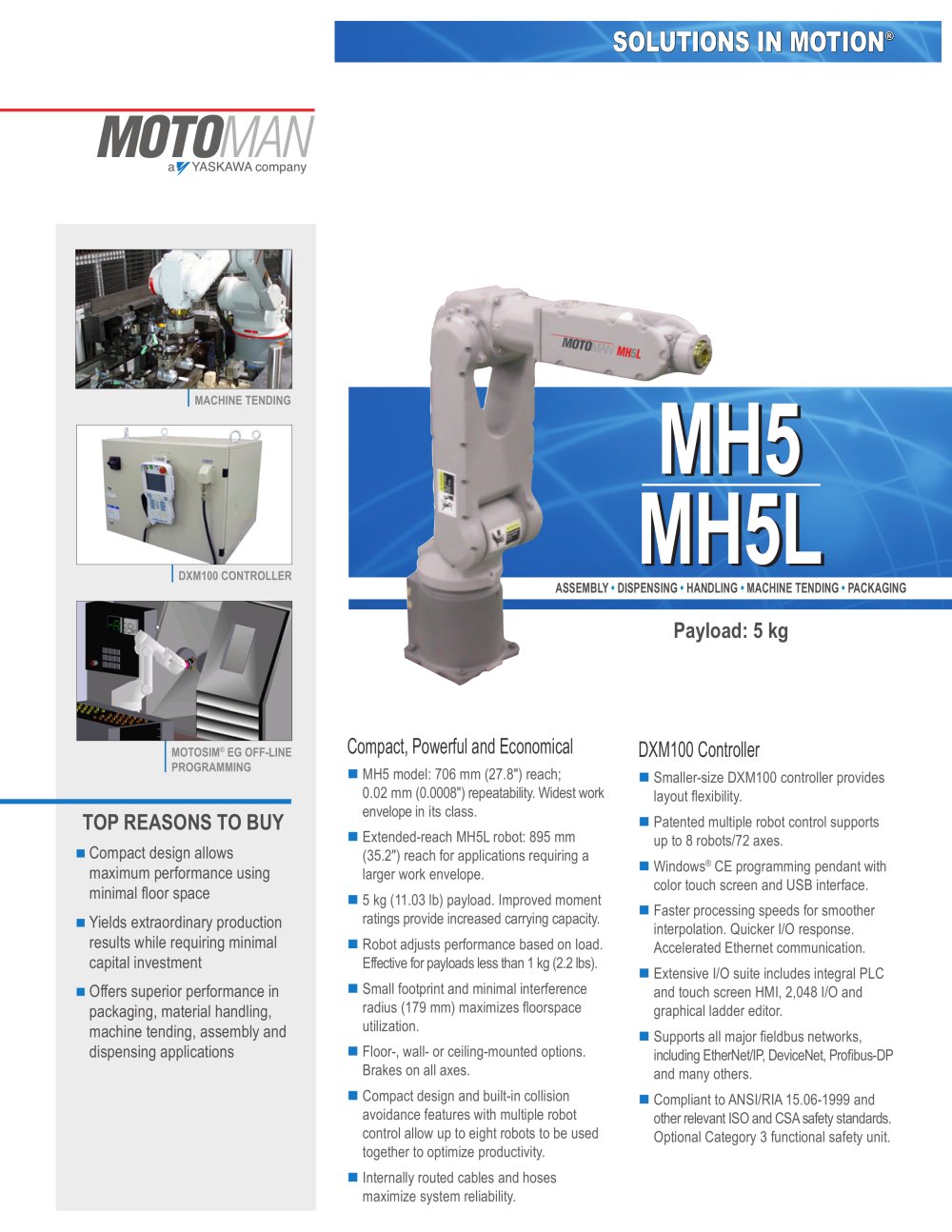 Motoman MH5/MH5L "Master Handling" Robots - MOTOMAN