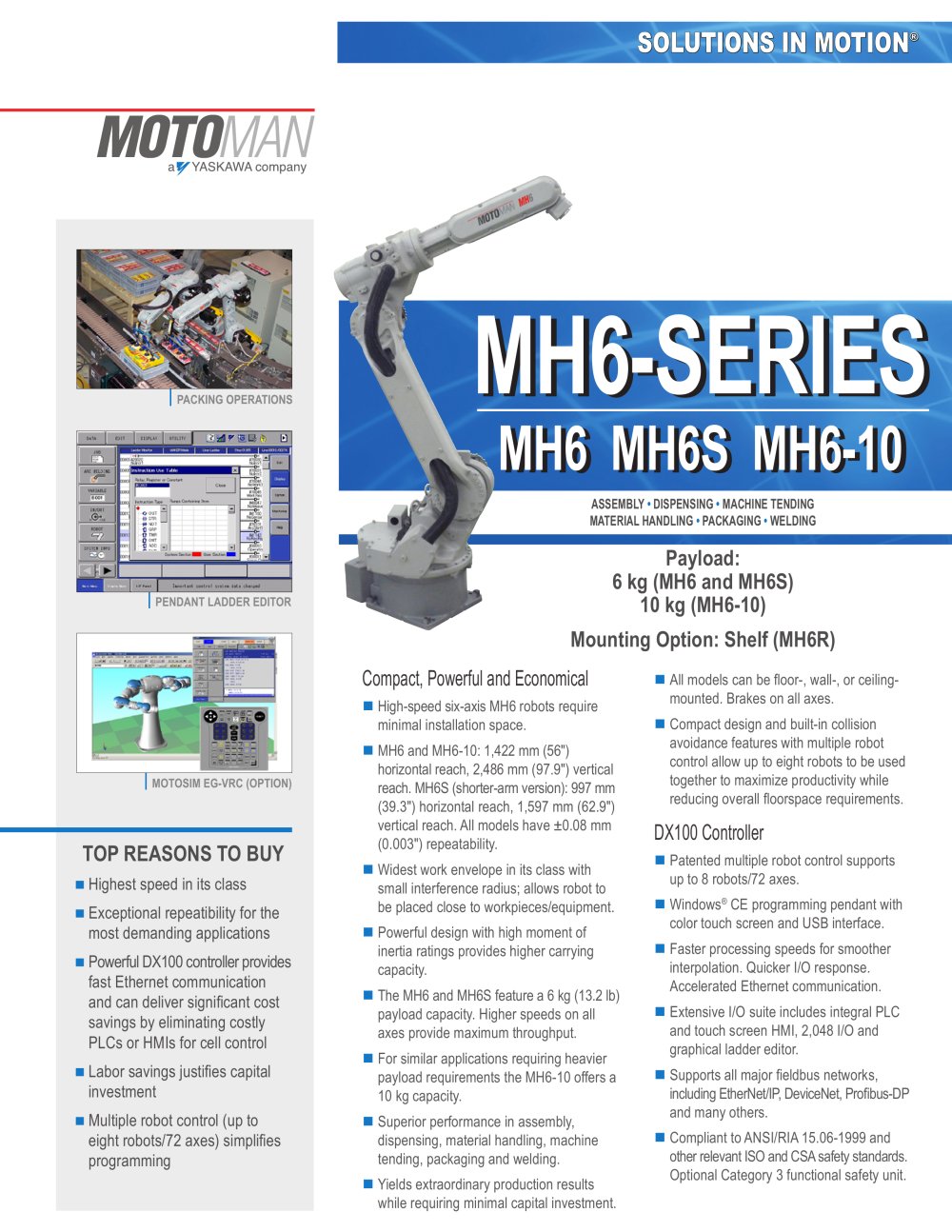 Motoman MH6-Series Robots - MOTOMAN