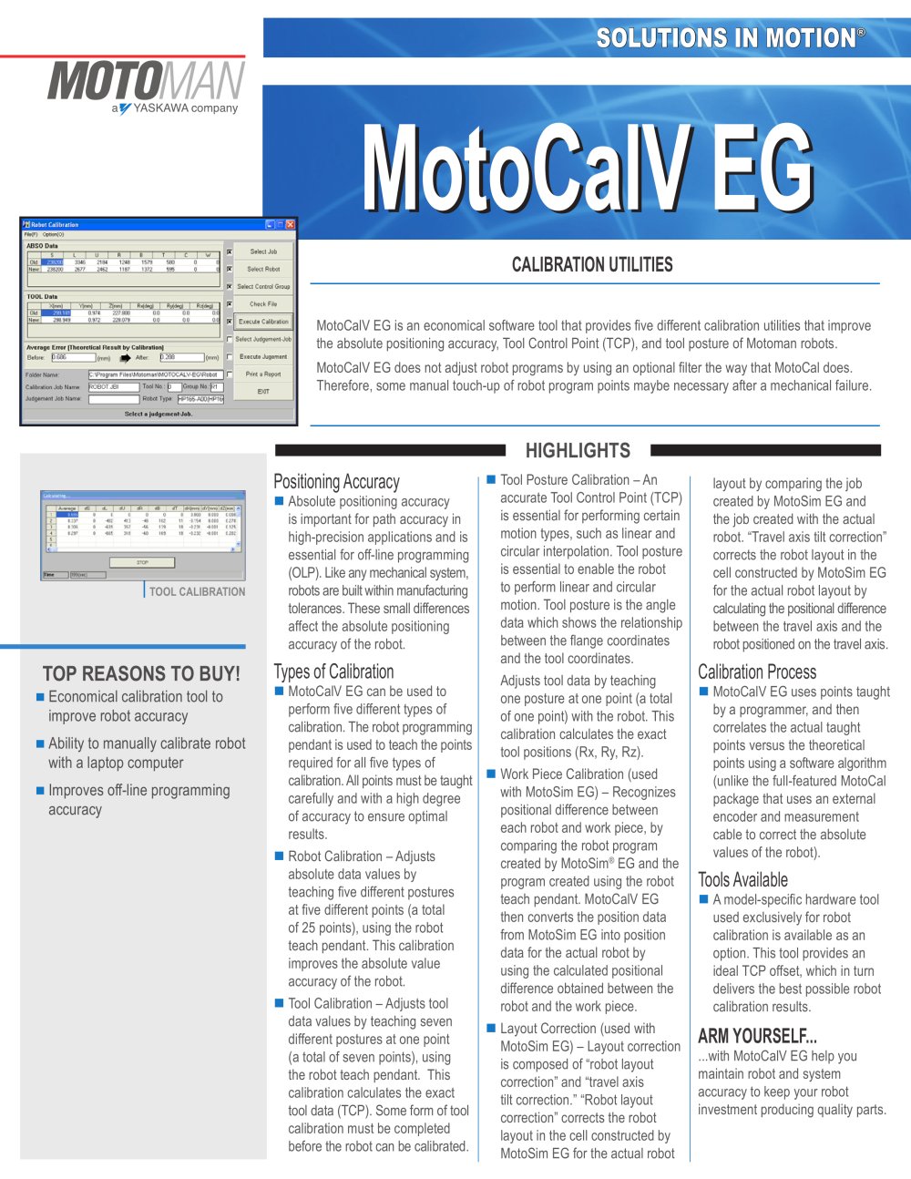 Motoman MotoCalv EG Software - MOTOMAN