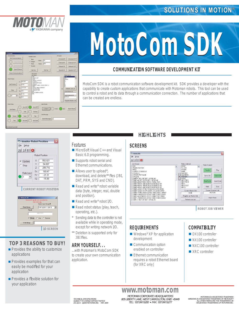Motoman MotoCom SDK Communication Software Development Kit - MOTOMAN