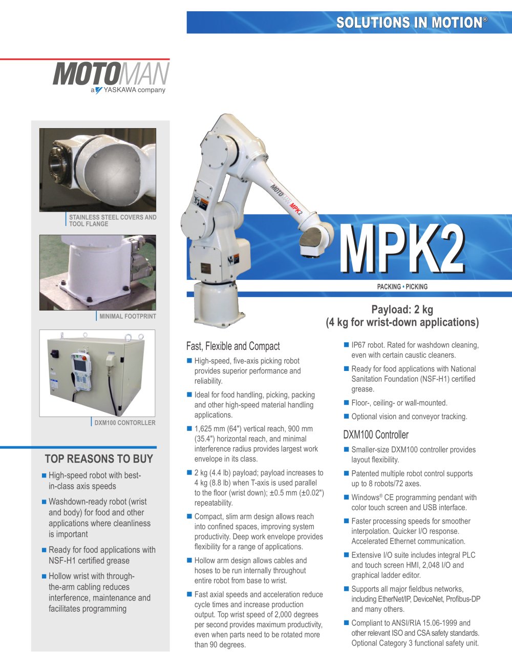 Motoman MPK2 5-Axis "Picking" Robot - MOTOMAN