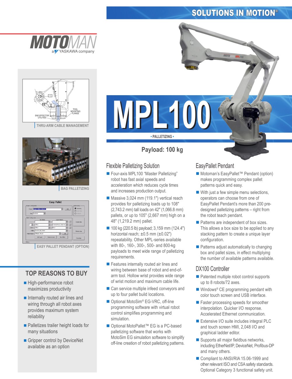 Motoman MPL100 "Master Palletizing" Robot - MOTOMAN