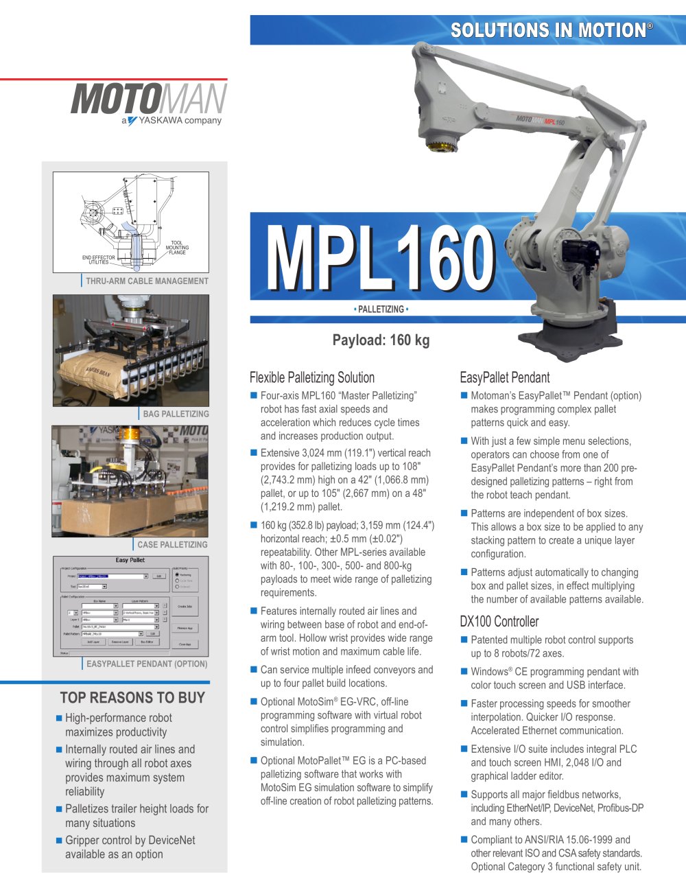 Motoman MPL160 "Master Palletizing" Robot - MOTOMAN