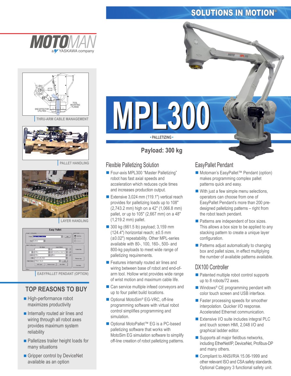 Motoman MPL300 "Master Palletizing" Robot - MOTOMAN
