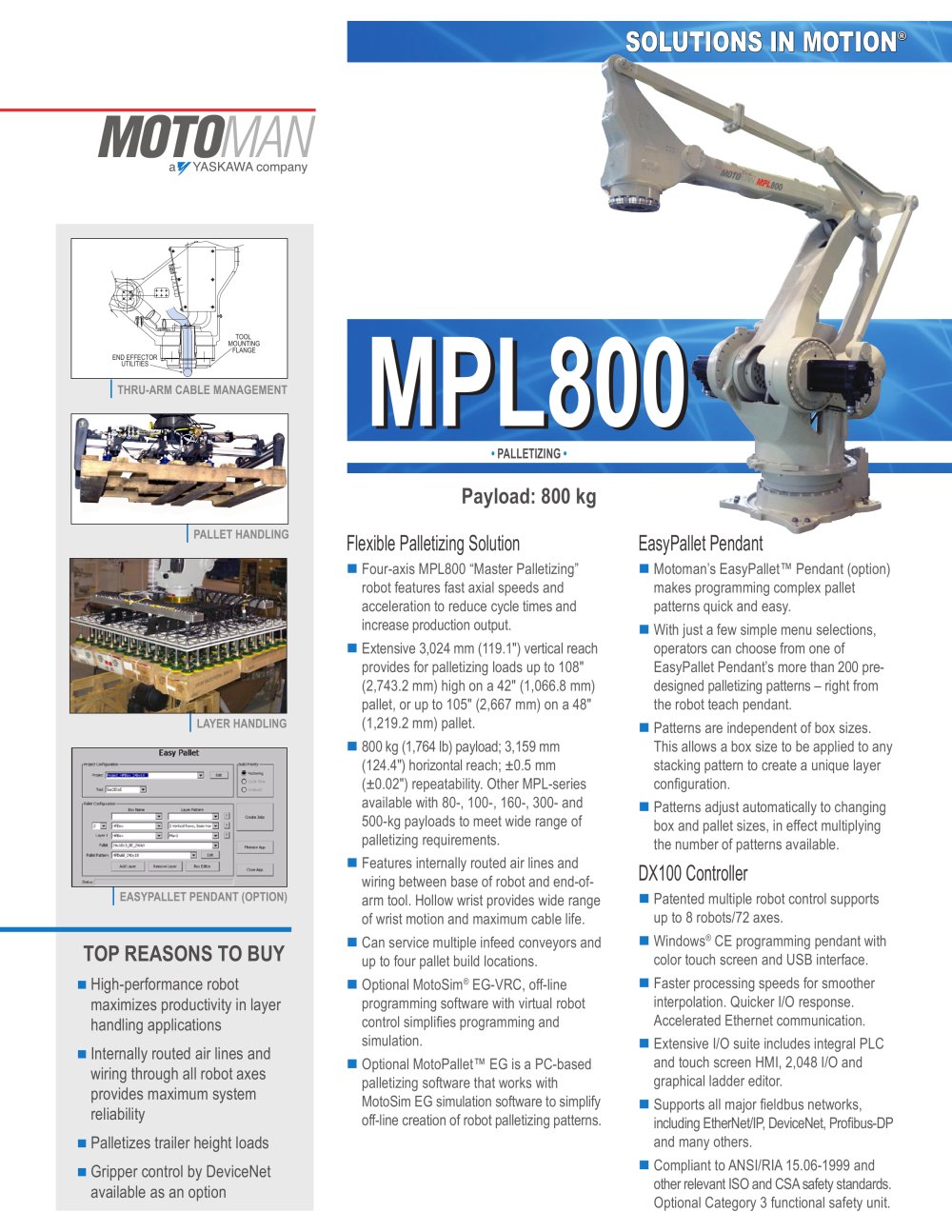 Motoman MPL800 "Master Palletizing" Robot - MOTOMAN