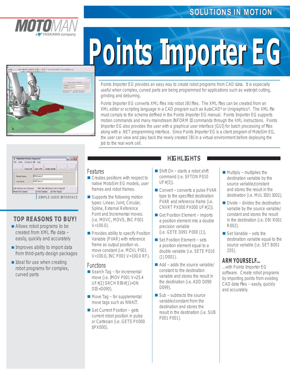 motoman points importer eg software