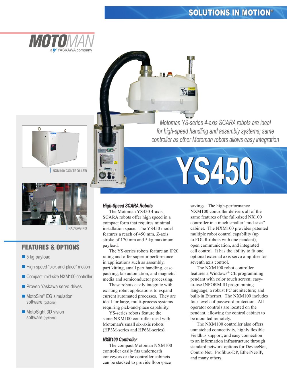 Motoman YS450 4-Axis SCARA Robot - MOTOMAN
