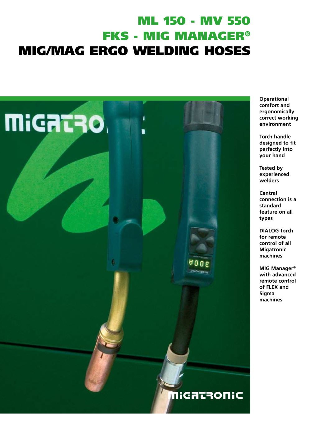 ML 150 - MV 550 MIG/MAG Ergo Welding Hoses - Migatronic