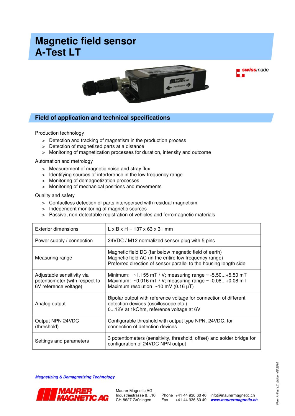 Highly sensitive magnetic field sensor - Maurer Magnetic