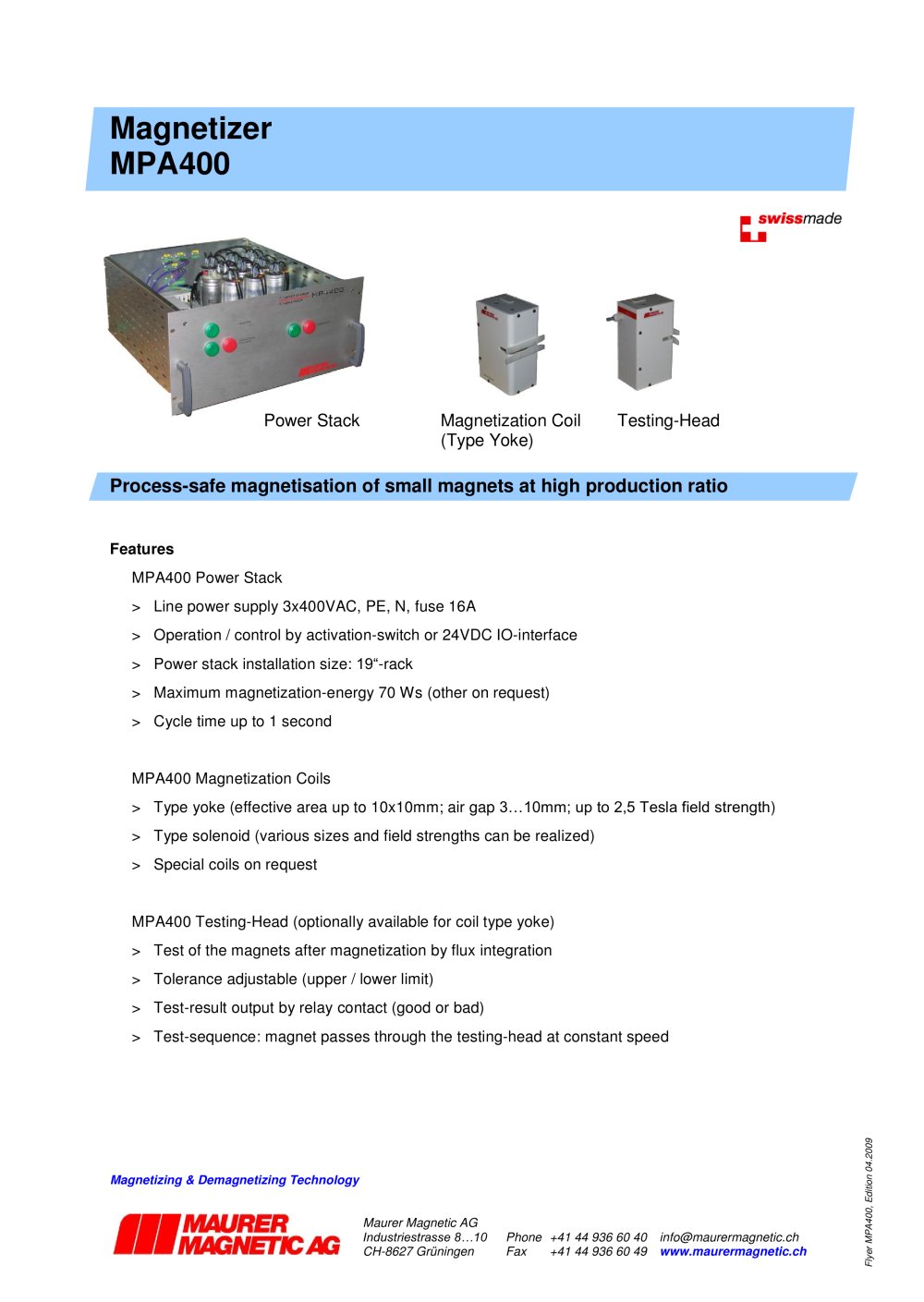 Magnetizer MPA 400 - Maurer Magnetic