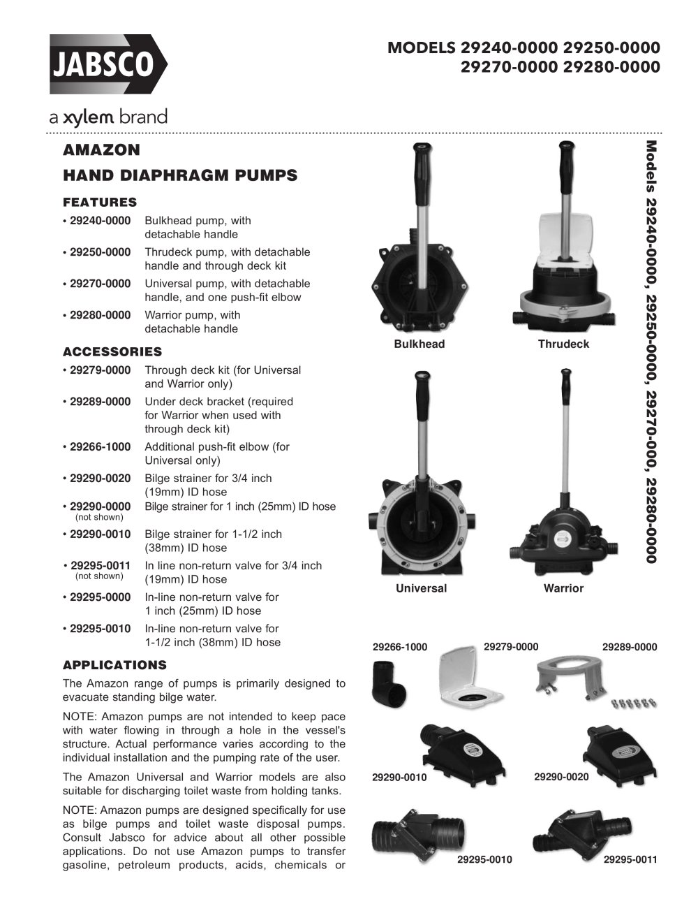 AMAZON MANUAL BILGE PUMPS - Jabsco