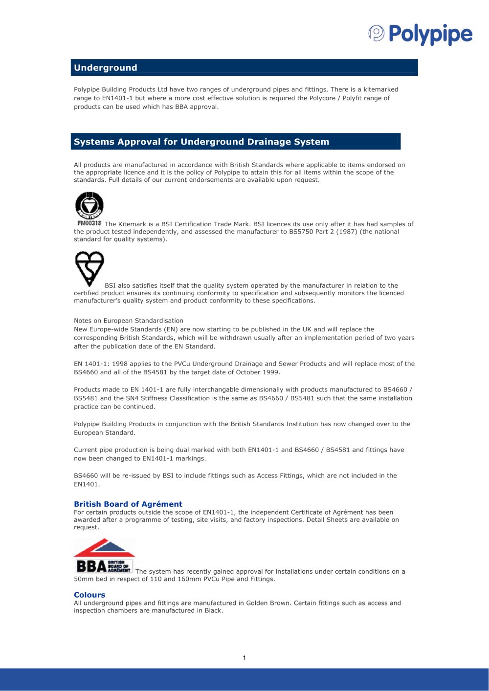 Underground drainage Product Selection & Standards - POLYPIPE