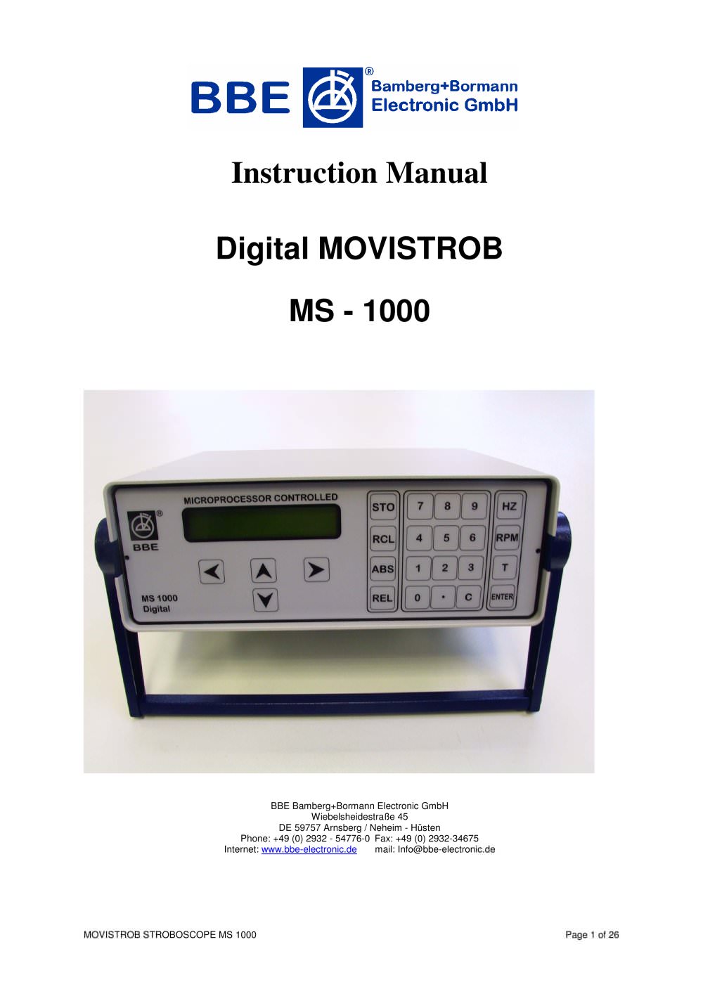 High-Tech Microprocessor MOVISTROB&reg; - BBE