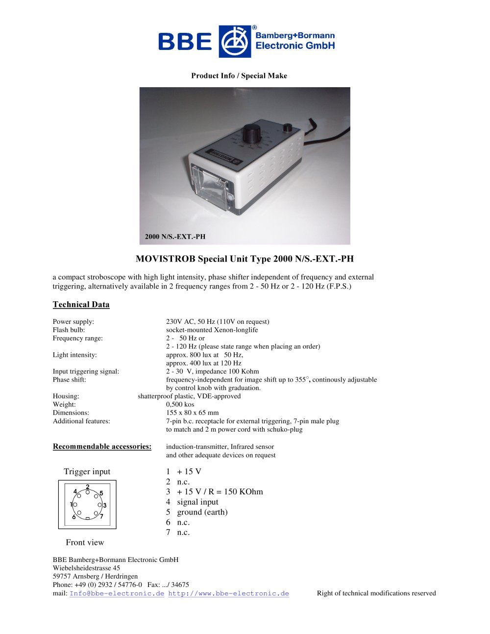 MINISTROB 2000N/S-EXT-PH Art.No.: 1047 - BBE
