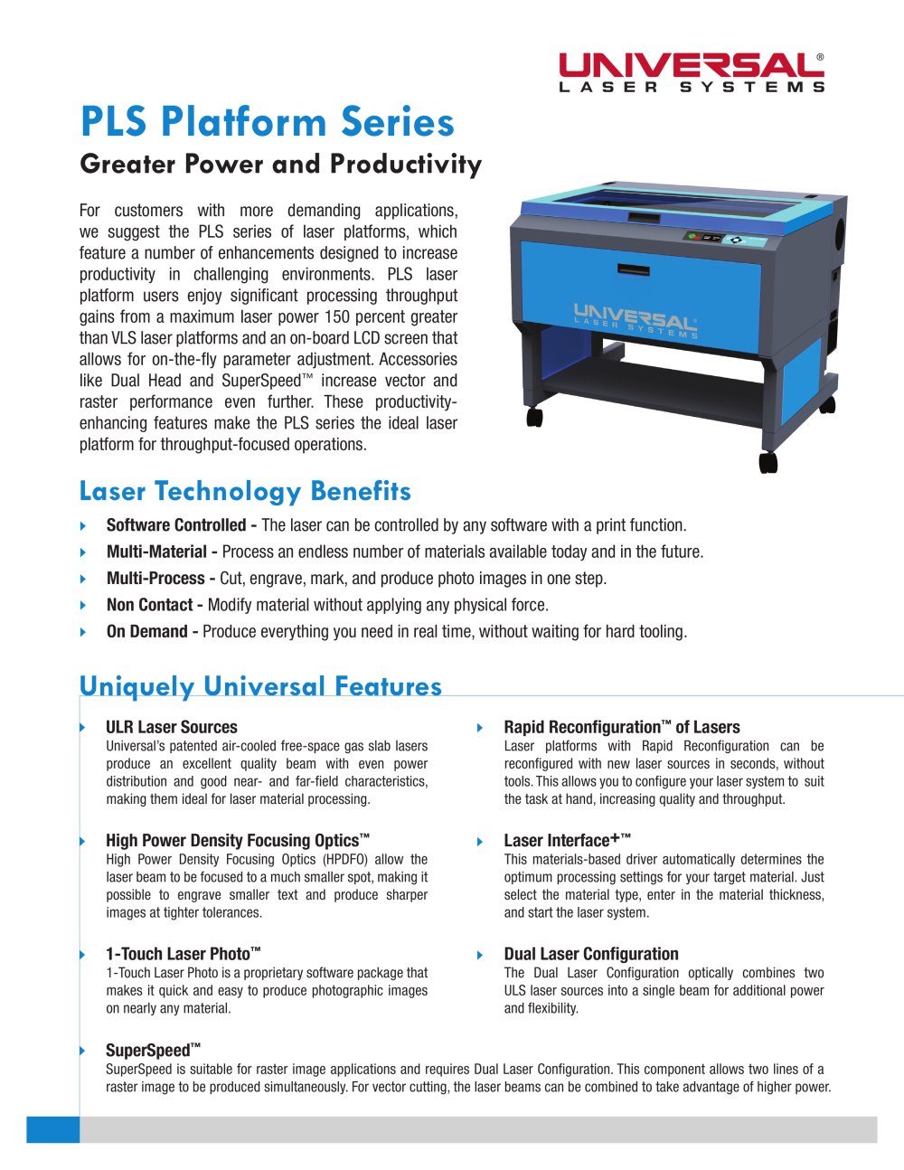 PLS Platform Series - Universal Laser Systems