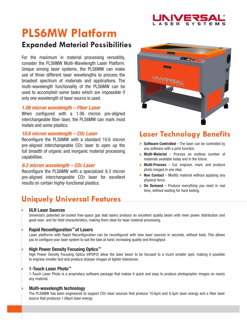 PLS6MW Platform - Universal Laser Systems