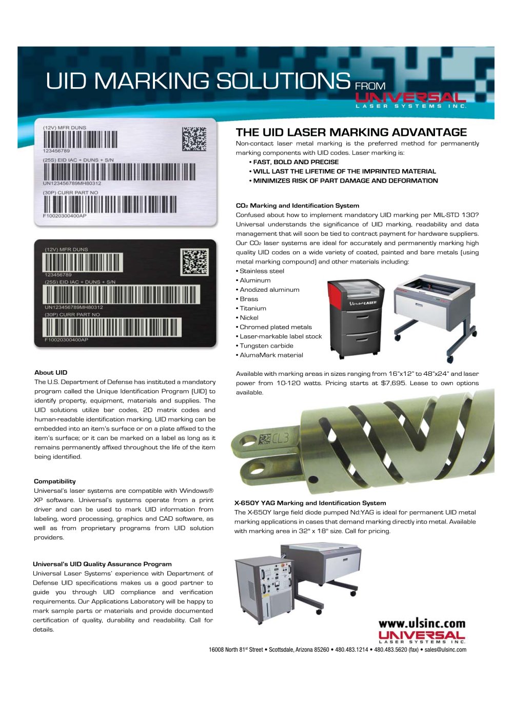 UID Marking Solutions - Universal Laser Systems