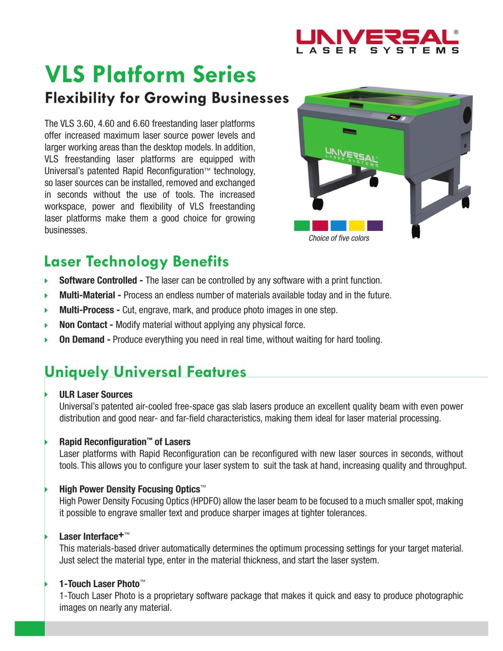 VLS Platform Series - Universal Laser Systems