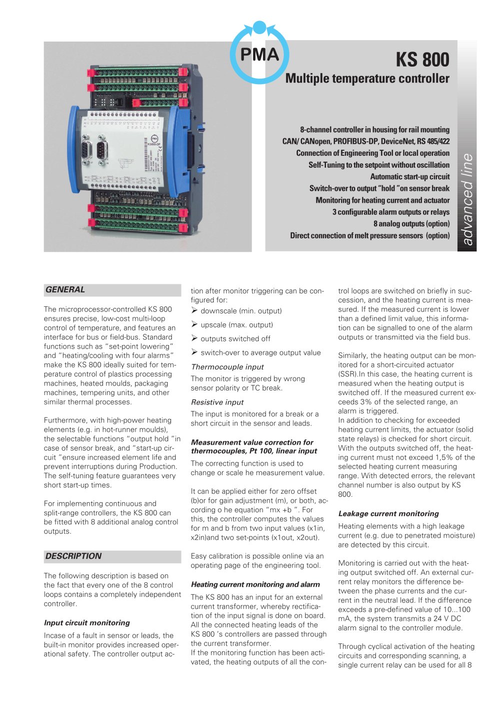 KS 800 Multiple temperature controller - PMA