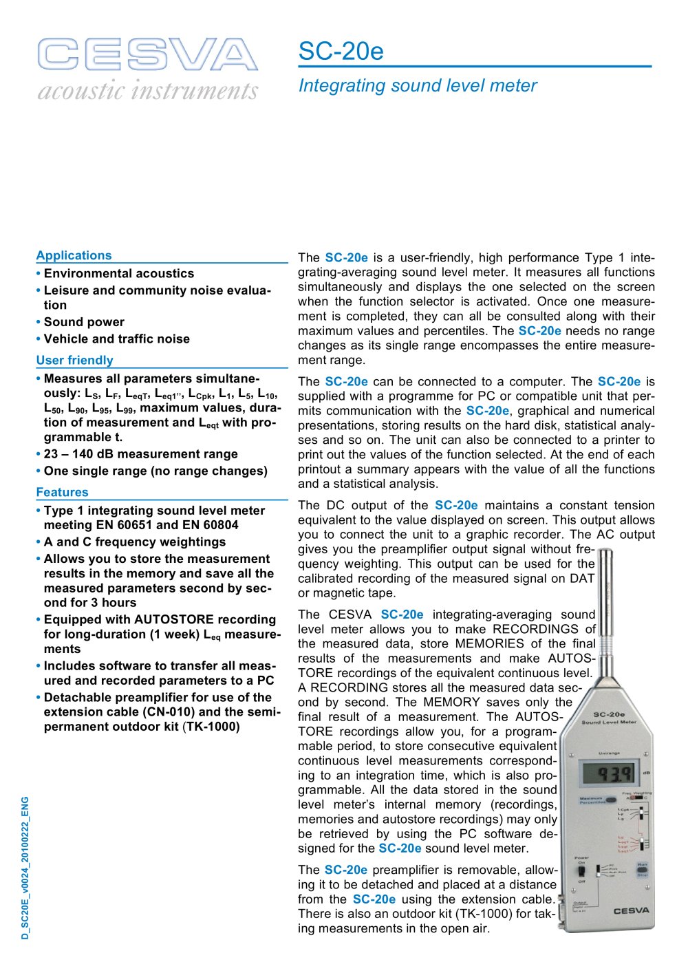 Integrating-averaging sound level meter - CESVA