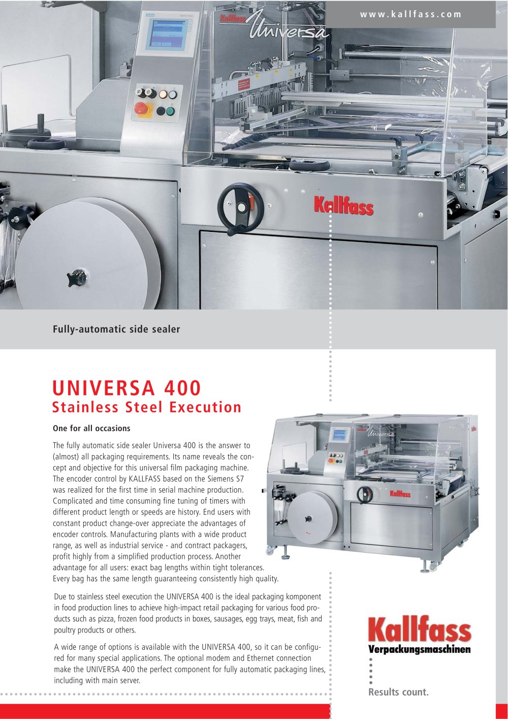 Fully-Automatic Side Sealer UNIVERSA 400 Stainless Steel Execution - Kallfass