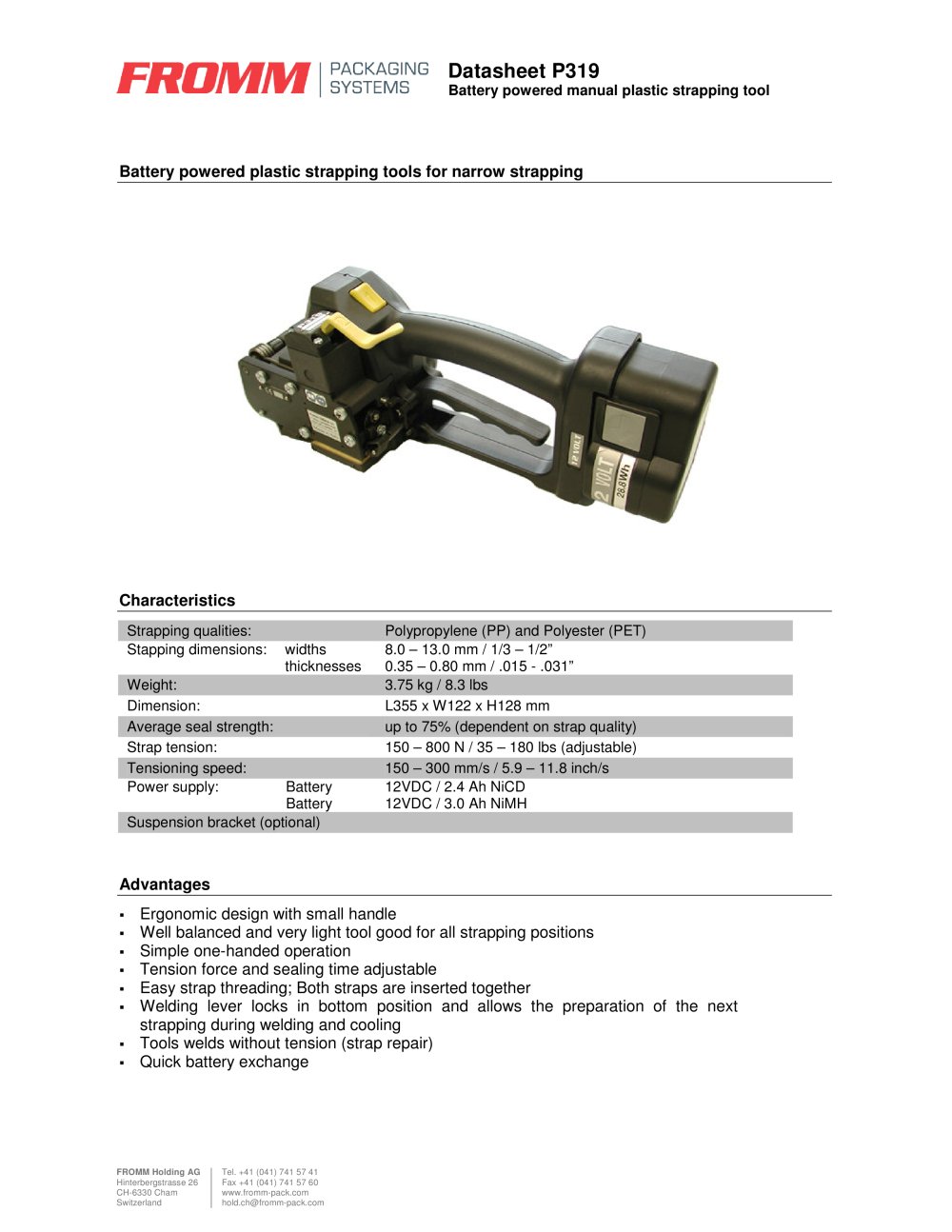 Battery tools P319 - FROMM