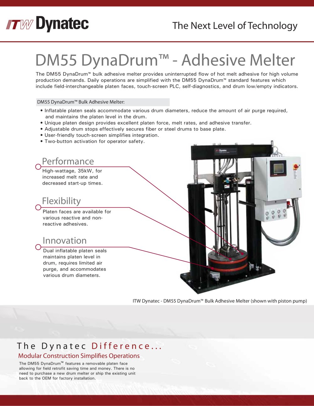 ITW Dynatec Dynadrum DU55 Series Hot Melt Drum Unloader - ITW Dynatec
