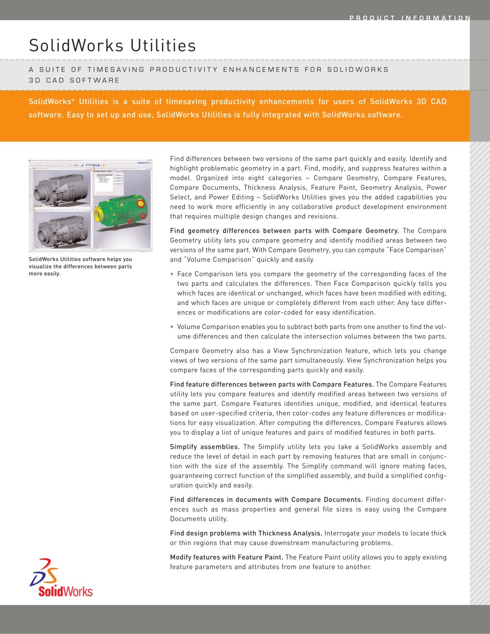 CAD productivity software for design comparison - SOLIDWORKS