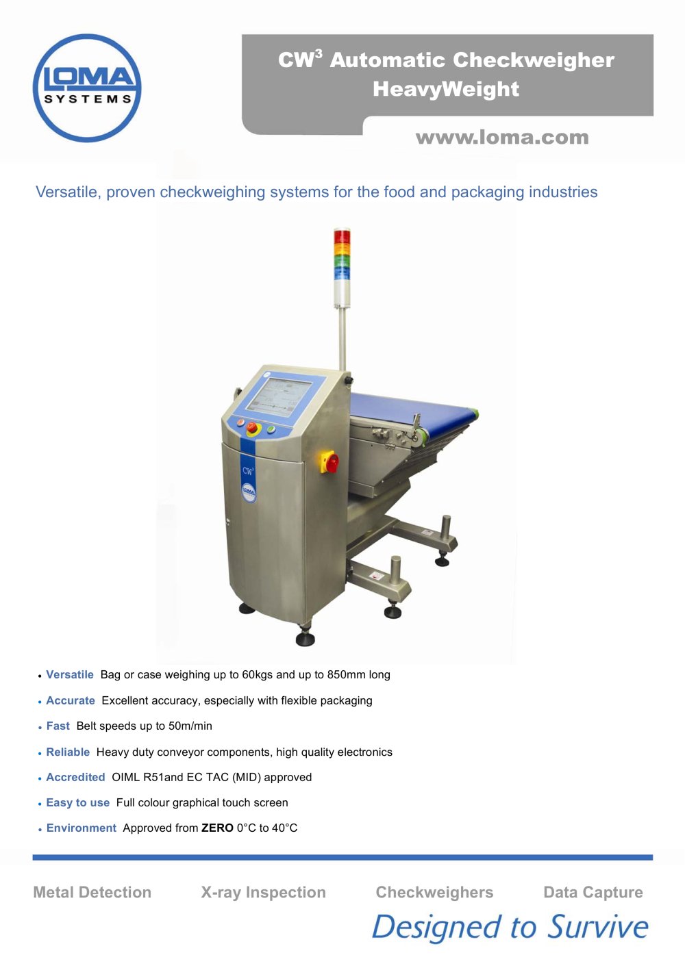 CW3 Automatic Checkweigher HeavyWeight - Loma Systems