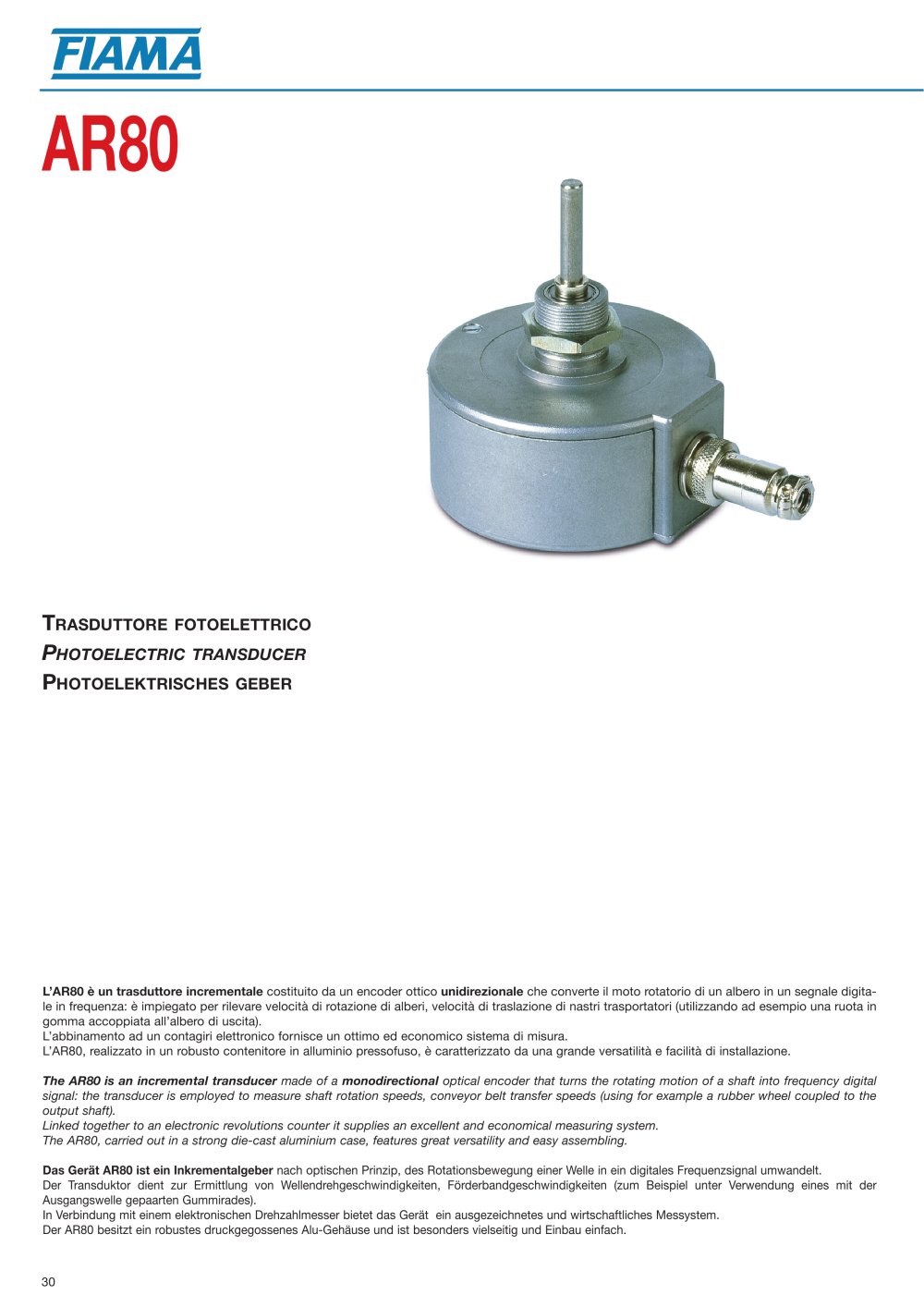 AR80 Photoelectric transducer - FIAMA