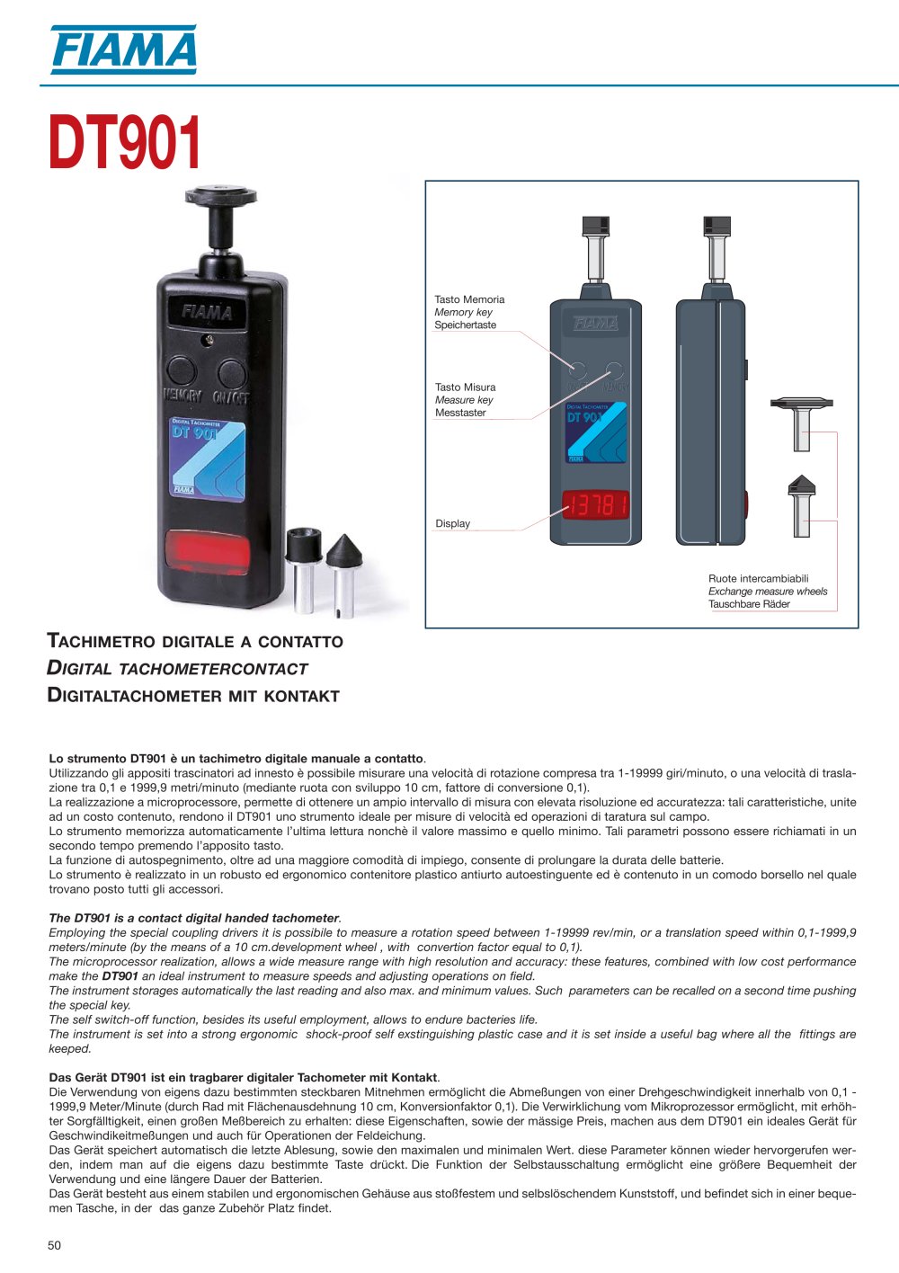 DT901 Digital tachometercontact - FIAMA