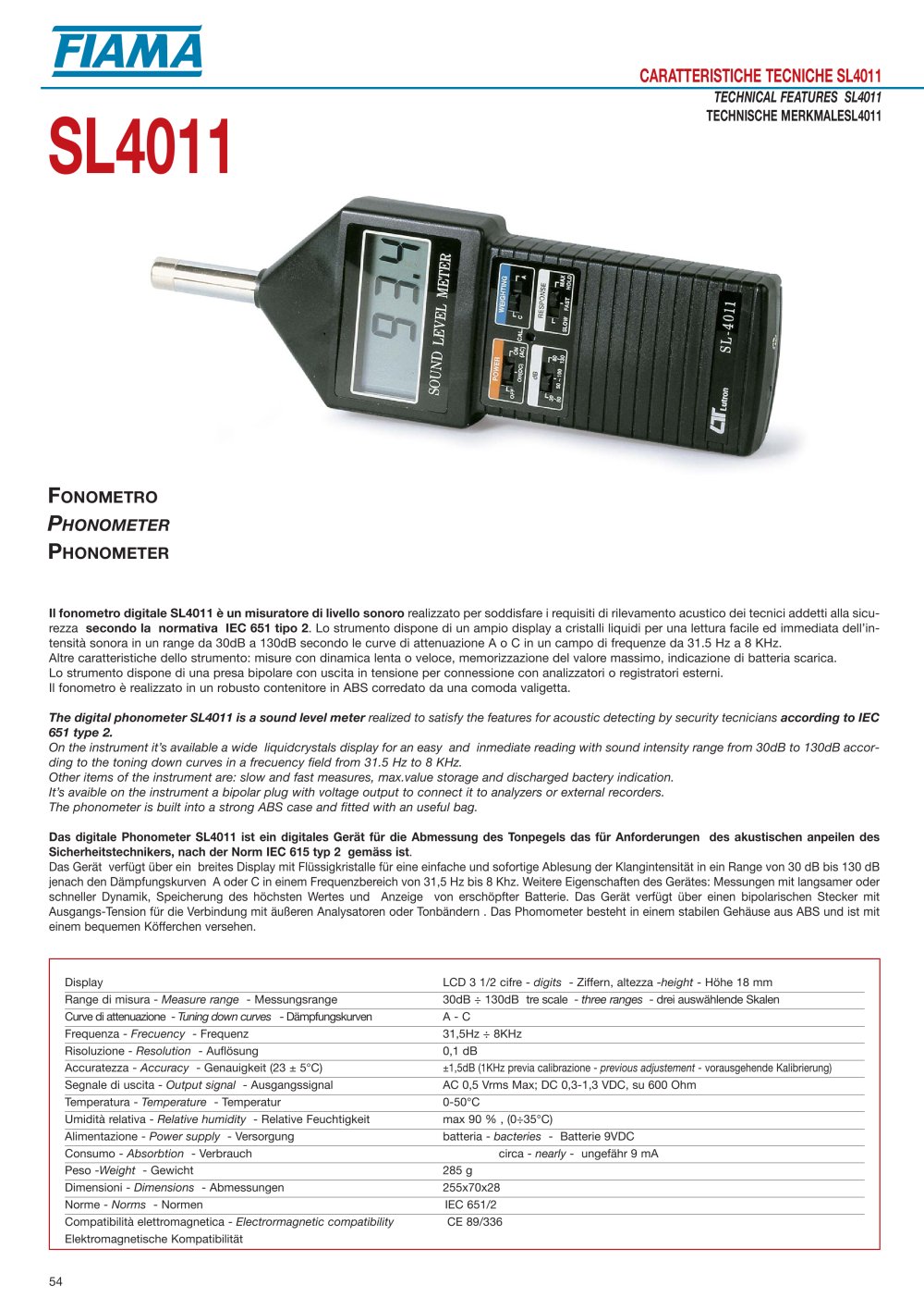 SL4011 Phonometer - FIAMA