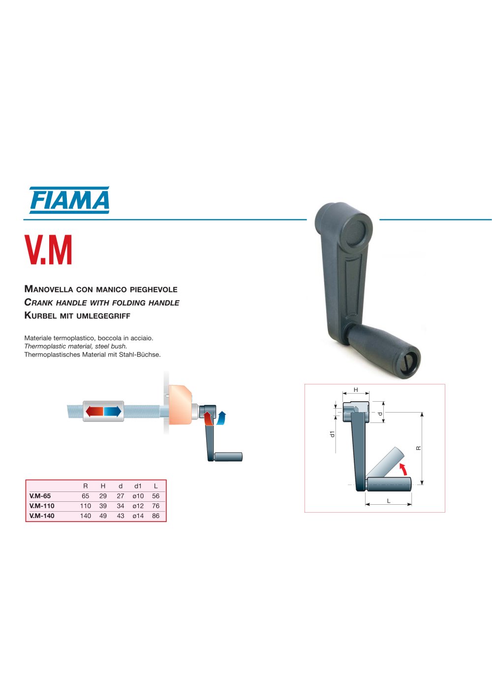 V.M Crank handle with folding handle - FIAMA