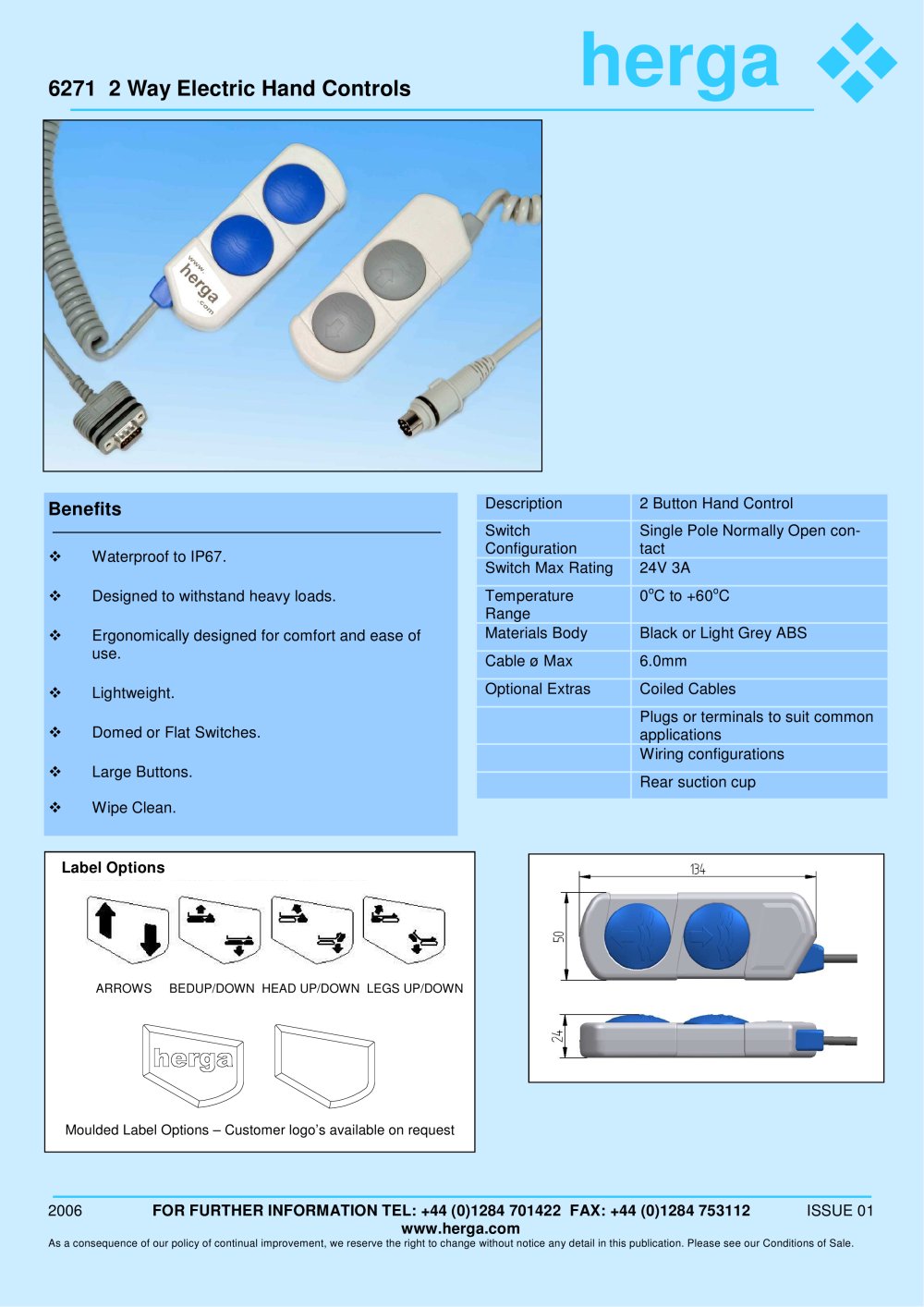 2 Button Electric Hand Control - HERGA