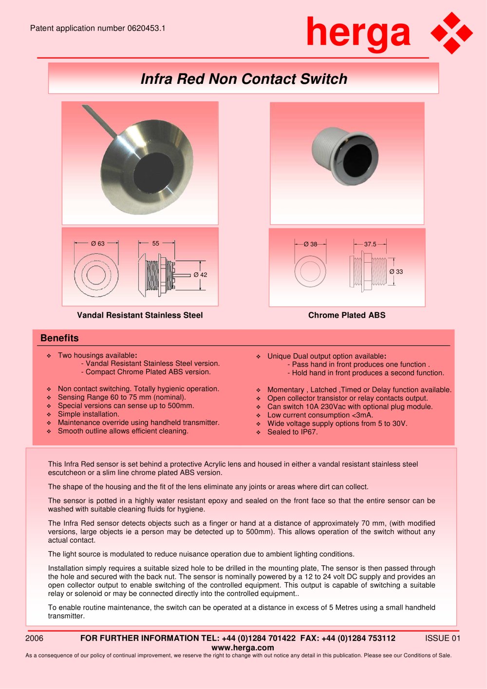 Infra Red Non Contact Switch - HERGA