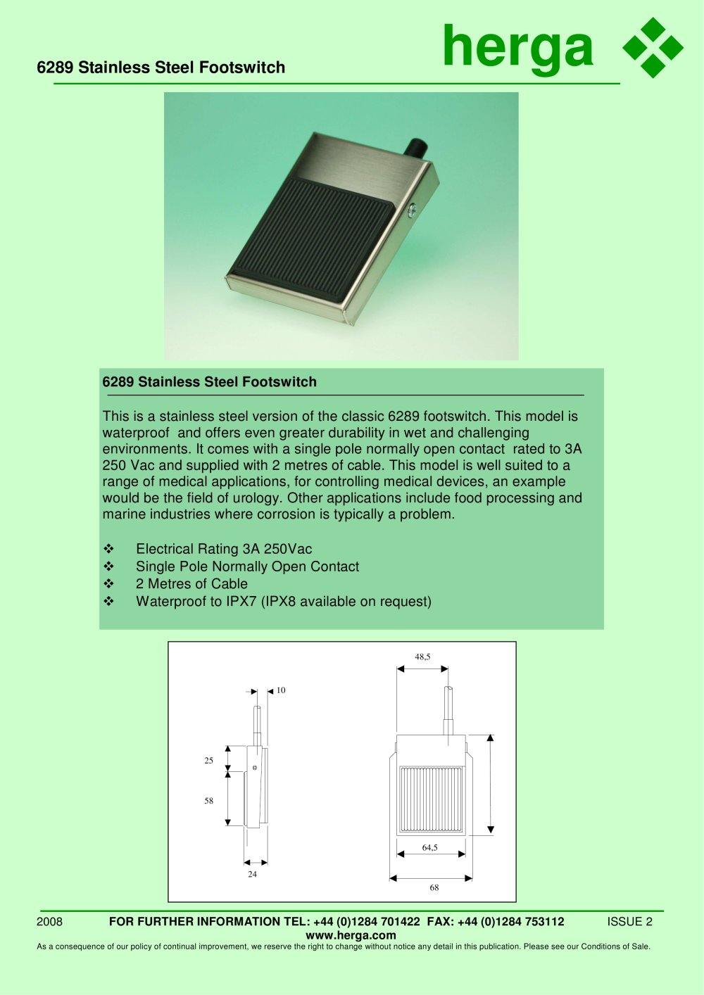 Stainless Steel Footswitch - HERGA