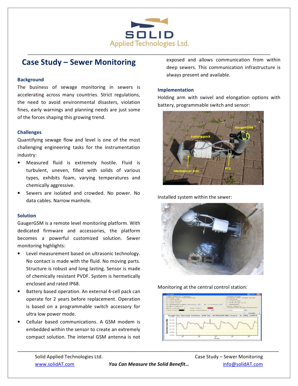 Sewer monitoring system - Solid Applied Technologies Ltd.